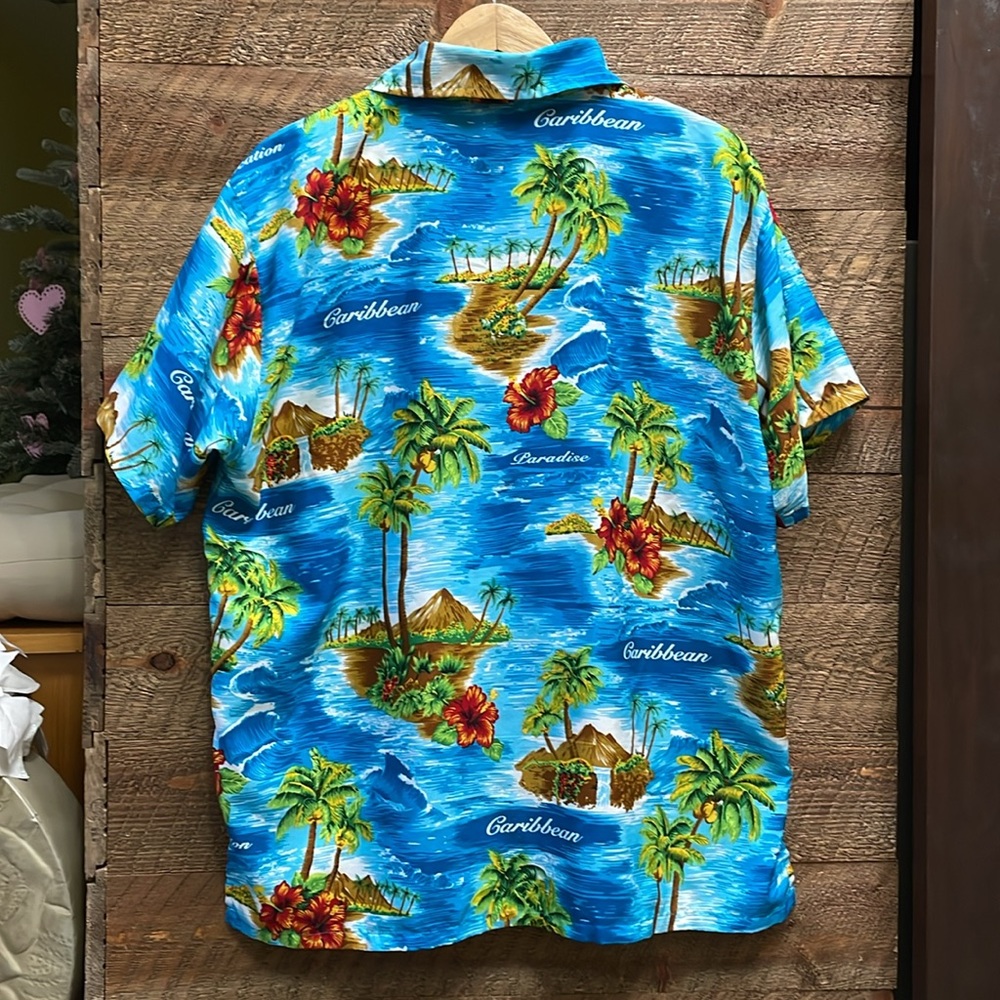 Rima Men’s Classic Short Sleeve Button Down Beach Shirt Blue Large - Picture 5 of 8